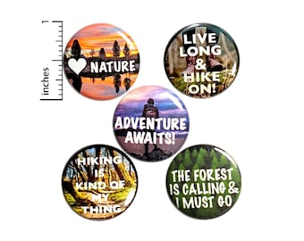 Hiking Buttons or Fridge Magnets, Hiker Gift Set, Backpack Pins, Button or Magnet Set, Hiking Gifts, Adventurer Gift, Hiker Gifts 1" P27-5