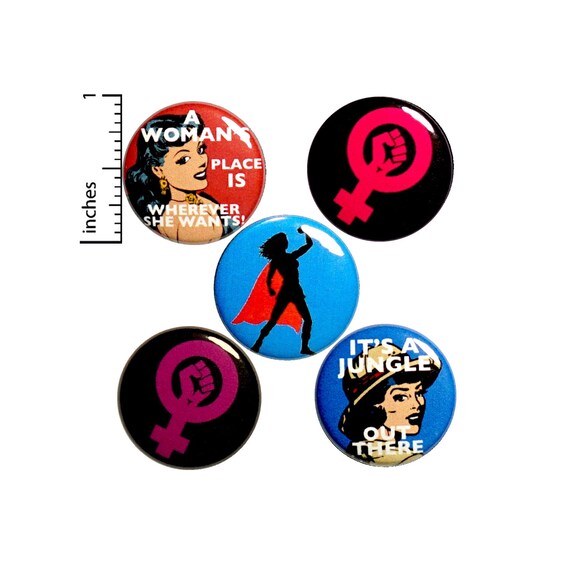 Feminist Buttons 5 Pack of Pins for Backpacks Jackets or Fridge Magnets 1 Inch P29-2