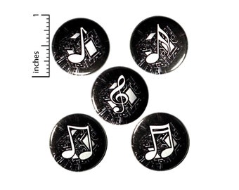 Music Notes Pin Buttons or Fridge Magnets, Music Note Gift, Birthday Gift, Treble Clef, Music Button Pin or Magnet Set, 5 Pack, 1" SP1-3