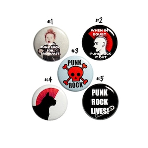Punk Rock Pin Buttons 80s 90s Vintage Style Backpack Pins, Punk Pins, Pin Button Set, Cool Buttons, Rad Punk Pins 5 Pack Gift Set 1&quot; #P4-3