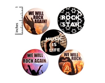 We Will Rock Again, Music Gift Set, Pin for Backpack 5 Pack, Buttons or Fridge Magnets, Backpack Pins, Social Distancing, Covid-19 1" P49-5
