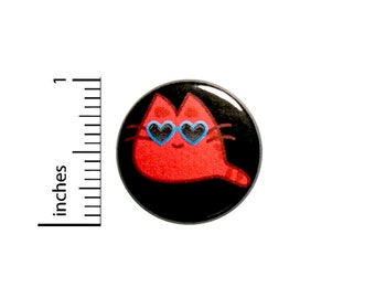 Cute Kitty Button Heart Sunglasses Backpack Pin Lapel Pin Cute Brooch Funny Cute Cat Gift 1 Inch #82-3