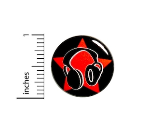 Music Pin-Button, Headphones, Rock Star, Button or Fridge Magnet, Backpack Pin, Jacket Lapel Pin, Music Lover Gift, Pin or Magnet, 1"  #94-1