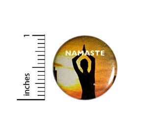 Namaste Sunset Button // Positive Gift // Pinback Backpack or Yoga Bag Pin // 1 Inch 9-28