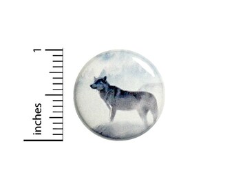 Cool Winter Wolf Button White Grey Button Badge Backpack Jacket Pin 1 Inch #50-7