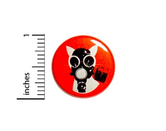 Apocalypse Cat Gas Mask Cool Rad Funny Nerdy Meow Backpack Jacket Pin 1 Inch #37-25