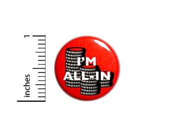 Poker I'm All In Button Chips Red Texas Hold 'Em Jacket Pin Cool Gift 1 Inch #39-30
