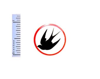 Swallow Button Rockabilly Swallows Black White Red Pin Pinback Sailor Tattoo 1 Inch