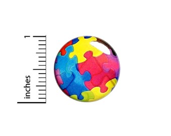 Autism Spectrum Awareness Button // Puzzle Pieces Pin For Backpack or Jacket // Pinback 1 Inch 4-32