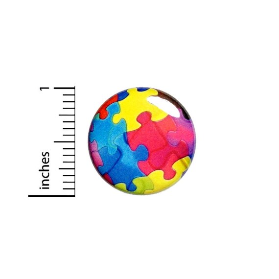 Autism Spectrum Awareness Button // Puzzle Pieces Pin For Backpack or Jacket // Pinback 1 Inch 4-32