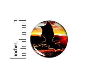 Dragon Sunset Button // for Backpack or Jacket Pinback // Fantasy // Geek Fan Pin // 1 Inch 11-25