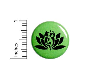 Lotus Flower Green Button Pin for Backpacks or Jackets Pinback Cool Badge Lapel Floral Nature Yoga Cute 1 Inch 55-9