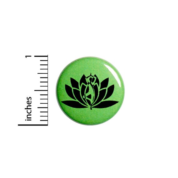 Lotus Flower Green Button Pin for Backpacks or Jackets Pinback Cool Badge Lapel Floral Nature Yoga Cute 1 Inch 55-9