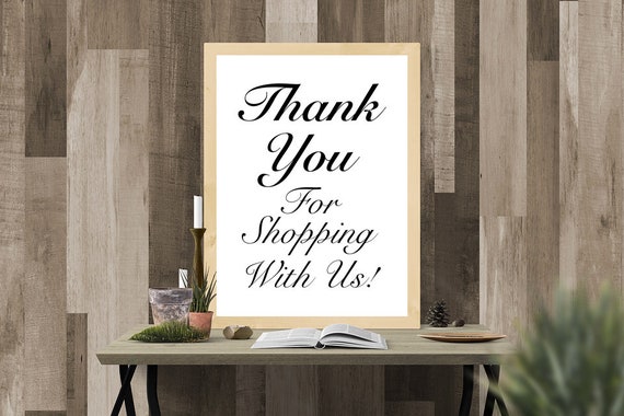 Thank You For Shopping With Us, Printable Sign, Small Business Sign, Boutique, Thank You Sign, Beautiful, Cursive, Digital Wall Sign