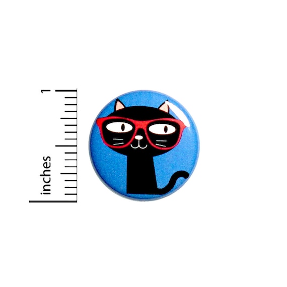 Funny Geeky Kitty Button Cartoon Cat With Glasses Rad Backpack Pin Nerdy Awesome Jacket Badge Pinback 1 Inch #69-29