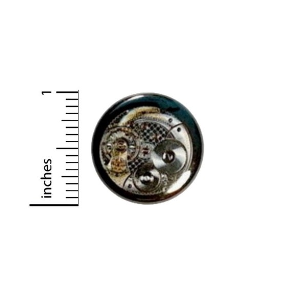 Steampunk Button // Skeleton Watch Pinback for Backpack or Jacket // Dieselpunk Gears Wheels Cogs Pin // 1 Inch 14-12