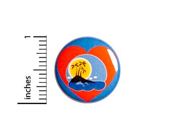 Tropical Scene Pin // Travel Button // Love Travel // Sea Life // Dolphin Button // Cute Pin 1 Inch 94-27