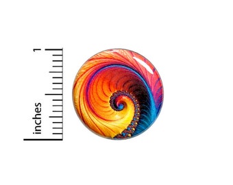 Pretty Spiral Button Badge Colorful Feather Snail Style Swirly Pink Orange Blue Yellow Fractal Backpack Pin Pinback 1 Inch #65-25