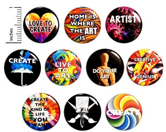 Artist Creative (10 Pack) Buttons for Backpacks or Fridge Magnets // Artistic Badges // Creative Lapel // Gift Set Pins // 1 Inch 10P12-2