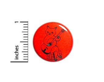 Guitar Kitty Cute Siamese Cat Button Red Music Pin Jacket Pinback 1 Inch Gift #41-32