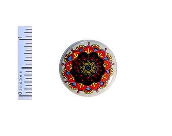 Mandala Tattoo India Indian Style Black Red Button Pin Backpack Pinback 1 Inch #38-8