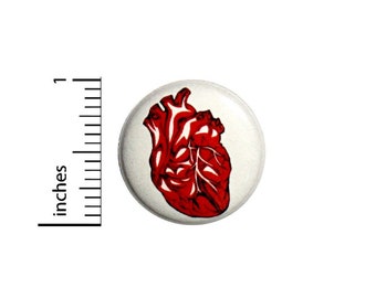 Red Anatomical Heart Button Tattoo Style Backpack Pin Rad Love Geeky Pinback 1 Inch