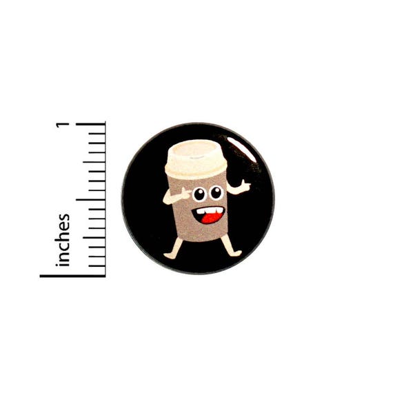 Funny Coffee Button Pin Cartoon Style Cup Cool Nerdy Random Jacket Backpack Pinback 1 Inch #54-23