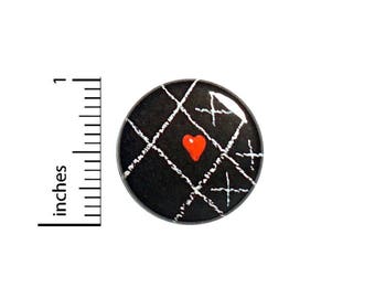 Cute Tic Tac Toe Heart Chalkboard Button Badge Pin Geeky Valentine Love 1 Inch #50-6