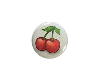 Rockabilly Cherries Button Pin or Fridge Magnet Cool Cherry Brooch Pin Backpack Pin Jacket Lapel Pin or Refrigerator Magnet 1" #30-3