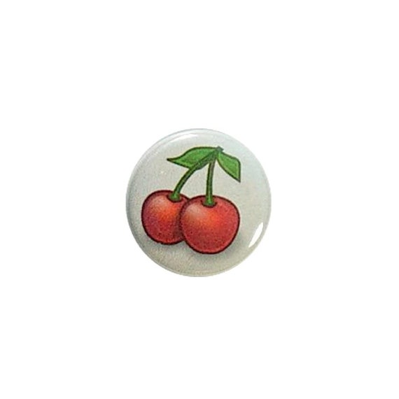 Rockabilly Cherries Button Pin or Fridge Magnet Cool Cherry Brooch Pin Backpack Pin Jacket Lapel Pin or Refrigerator Magnet 1" #30-3