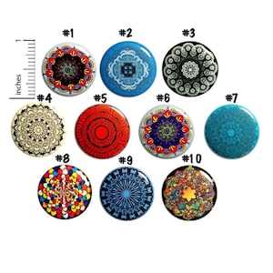 Mandala Pins Buttons Eastern Style Pins (10 Pack) Mandala Backpack Pins Circle Designs Pretty Pin Buttons Cute Cool Gift Set 1” 10P21-2