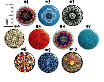 Mandala Buttons or Fridge Magnets Eastern Style Pins (10 Pack) Buttons Backpack Pins or Fridge Magnets, Cute Cool Gift Set 1” 10P21-2