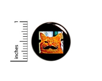 Mustache Cat Orange Winking Winky Random Humor Geekery Geeky Nerdy Fun 1 Inch #35-2