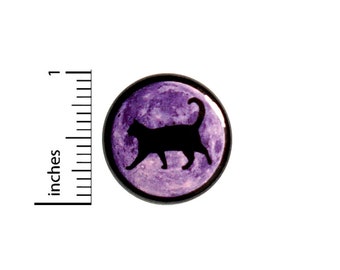 Funny Cat Button or Fridge Magnet, Space Cat, Full Moon, Cat Gift, Purple Moon Pin, Funny Button or Fridge Magnet, Fantasy, 1 Inch #81-16