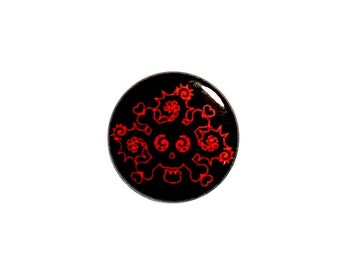 Punk Rock Skull & Thorns Button Pin or Fridge Magnet Button Backpack Lapel Pin or Refrigerator Magnet Red Black Skull Cool Rad 1" #45-26