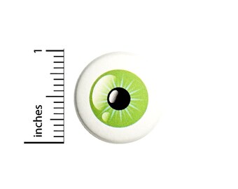 Eyeball Button Pin Weird Odd Green Eye Badge for Backpacks or Jackets Bizarre Wacky Strange Cool Pinback Lapel Pin 1 Inch 88-25