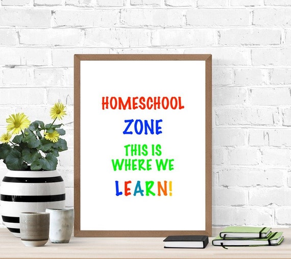 Homeschool Sign, Printable Poster, Digital Wall Sign, Cute Poster, Primary Colors,  Living Room Sign, Teaching At Home, School Sign