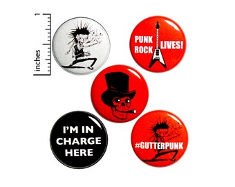 Punk Rock Gift, Pin Buttons or Fridge Magnets, Punk Gifts, Punk Rock Pins, Jacket or Backpack Pins, Pin Button or Magnet, 1 Inch #P4-4