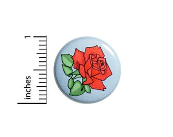 Backpack Pin Rose Button Red Light Blue Pretty Love Cool Jacket Pinback 1 Inch #55-4