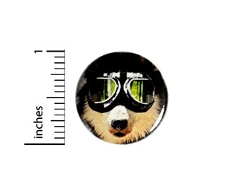 Funny Dog With Goggles Pin Button or Fridge Magnet, Funny Dog Gift, Dog Wearing Goggles, Birthday Gift, Button Pin or Magnet, 1" 90-2