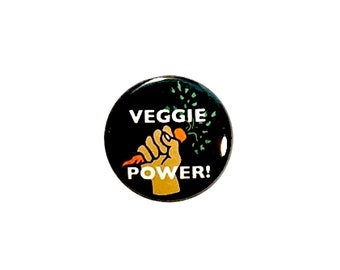 Veggie Power Pin Button or Fridge Refrigerator Magnet Cute Cool Vegetarian Fridge Magnet or Button 1 Inch #25-5