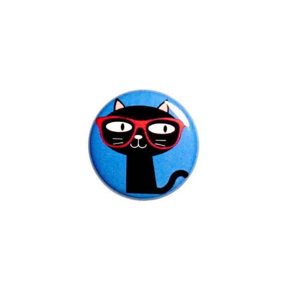 Funny Geeky Nerdy Kitty Button Cartoon Cat With Glasses Rad Backpack Pin 1 Inch 69-29