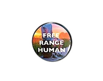 Traveler Button or Fridge Magnet Backpack Pin, Jacket Lapel Pin, Random Humor, Free Range Human Pin or Magnet, Suitcase Sunset 1"  #21-32
