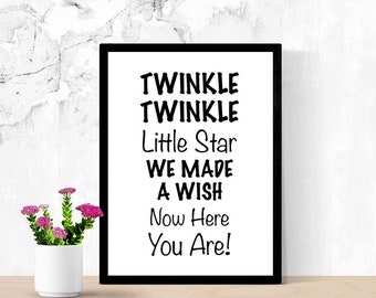 New Baby Sign, New Mom Gift, Twinkle Twinkle Little Star, Nursery Gift, Printable Sign, Cute Sign, New Baby Quote, Saying, Digital Wall Art
