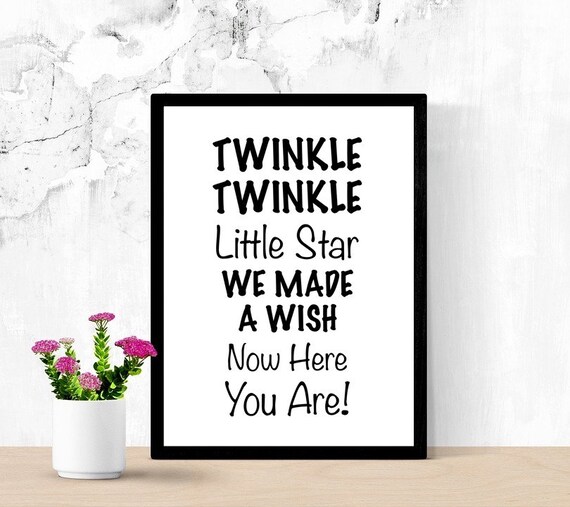 New Baby Sign, New Mom Gift, Twinkle Twinkle Little Star, Nursery Gift, Printable Sign, Cute Sign, New Baby Quote, Saying, Digital Wall Art