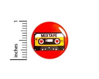 Mixtape Pin Button or Fridge Magnet, Tapes, Cassettes, Cute Gift, Birthday Gift, Cassette Pin or Magnet Vintage Music Gift, 1" 89-27