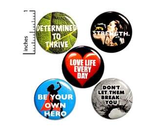 Strong Women Pin for Backpack, Buttons or Fridge Magnets, Feminist Gift, Tough Women Pins, Pin or Magnet 5 Pack, Cool Gift Set 1" #P8-4