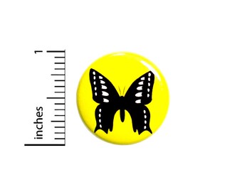 Butterfly Button Pretty Rad Backpack Pin Black Yellow Silhouette Unique Simple Small Gift Jacket Pinback 1 Inch #65-16