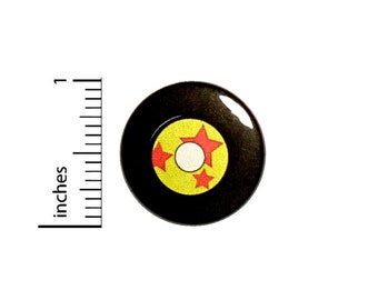 Vinyl Record Star Button // Awesome Jacket or Backpack Pinback // Retro 80s Pin // 1 Inch 8-12