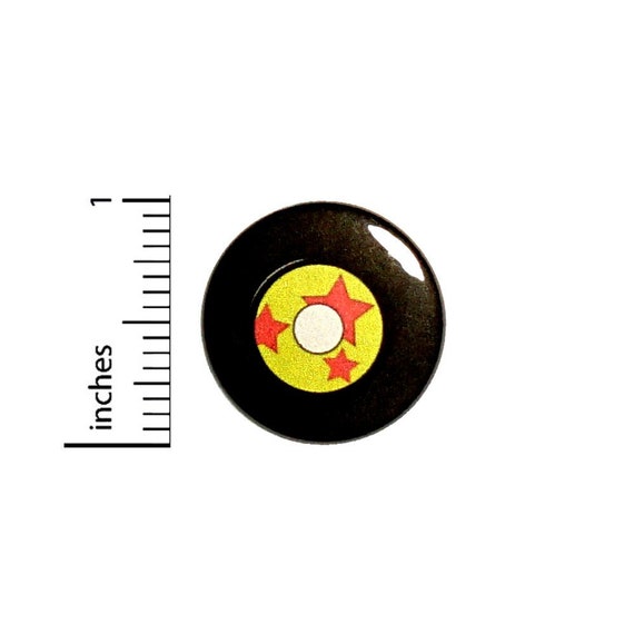 Vinyl Record Star Button // Awesome Jacket or Backpack Pinback // Retro 80s Pin // 1 Inch 8-12